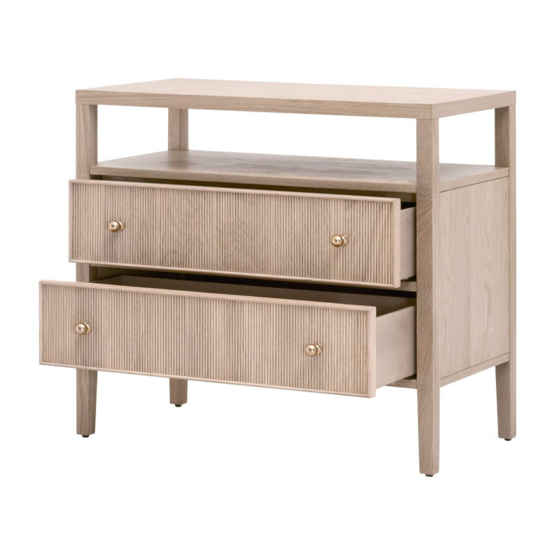 Taube Highland Open Shelf, 2-Drawer Nightstand, Beige
