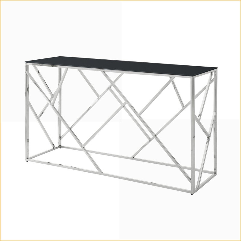 Table basse de 55 po en métal doré et verre noir pour le salon, facile à assembler et peu encombrante