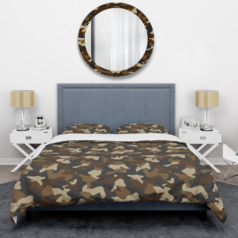 Ensemble de housse de couette en microfibre brun / beige 3 pièces