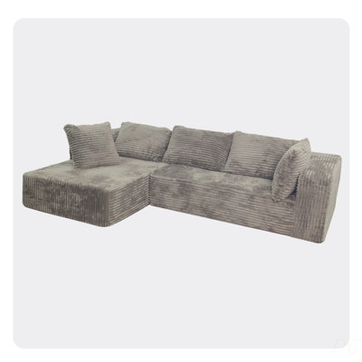 Modular Sectional Sofa with Chaise, Modern L Shaped Cloud Couch, Deep Seat for Living Room and Office, Light Grey