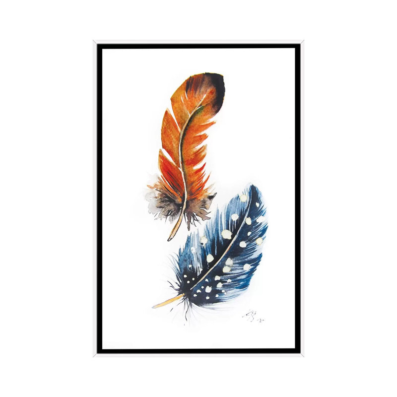 Feathers II 1 Piece Wall Art on Canvas, 66.04 cm H x 45.72 cm W, White Floater Frame