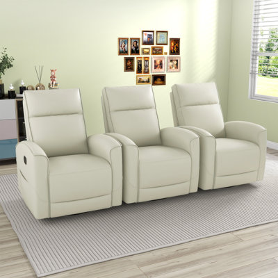 Modern and Overstuffed Soft Vegan Leather Manual Rocking and Swivel Home Theatre Individual Seat