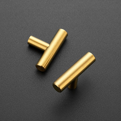 Paquet de 30 boutons de meuble-bar T en or brossé avec poignées de tiroir monotrou 2 pouces