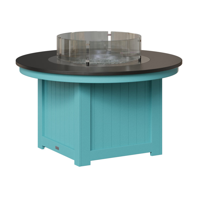 Foyer de table rond Berlin Gardens Donoma, Plateau martelé noir avec base bleu Aruba, H 25 po x l 44 po x P 44 po