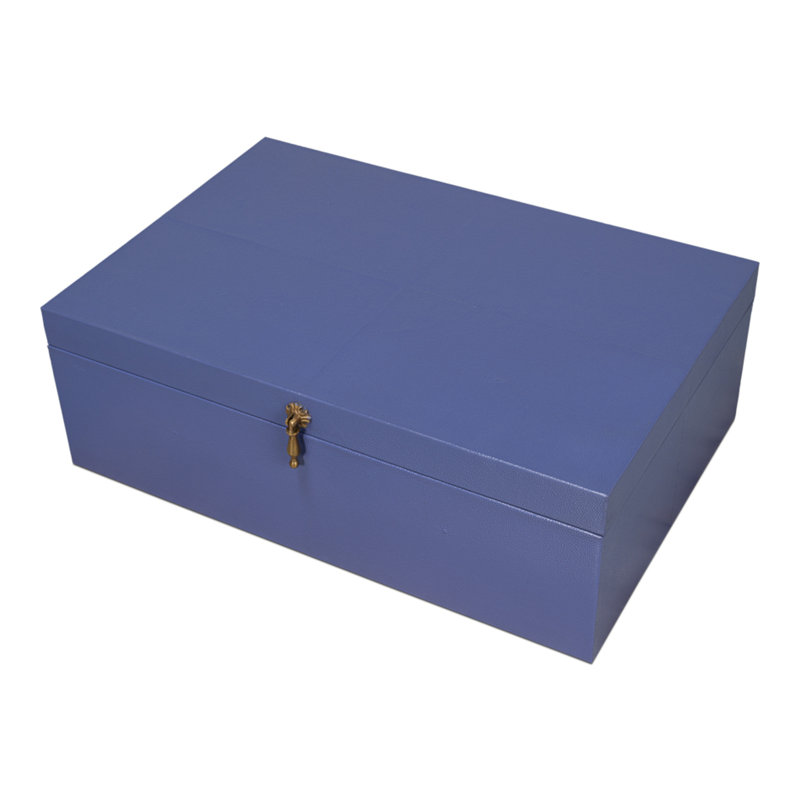 Shagreen 3 Piece Leather Accent Set, Blue