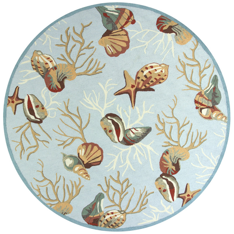 Tapis bleu touffeté à la main Valletta, Rond 7 pi 6 po
