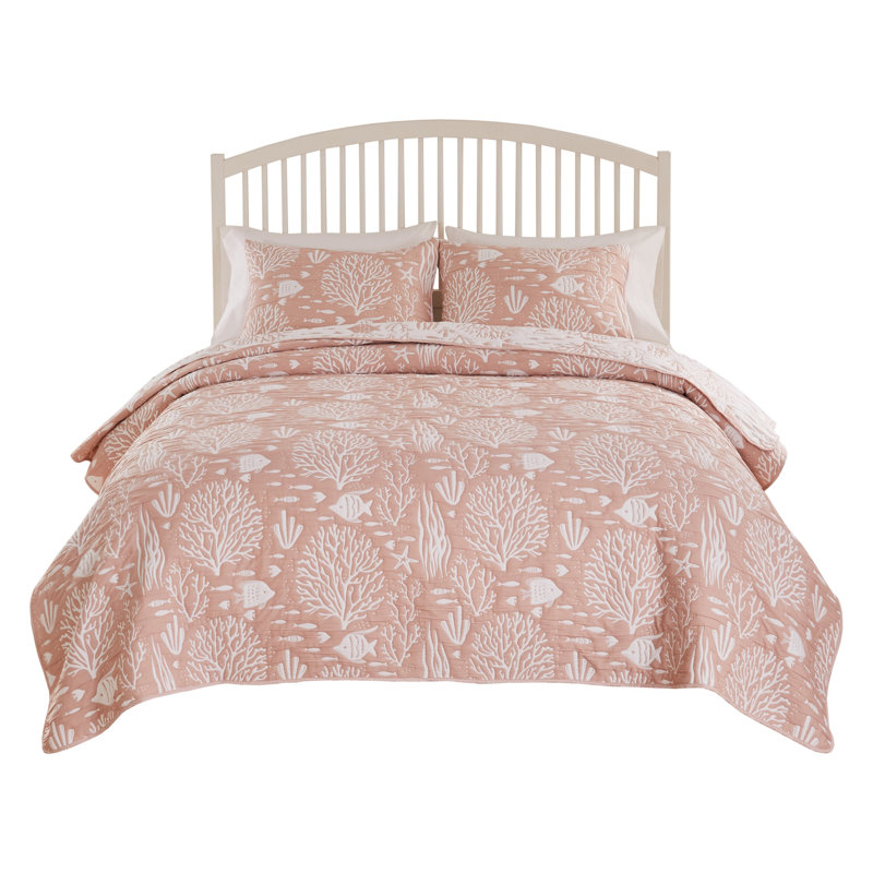 Ensemble de couvre-lit 3 pièces Greenland Home Fashions Marina, 105 x 95 pouces, Marina Blush
