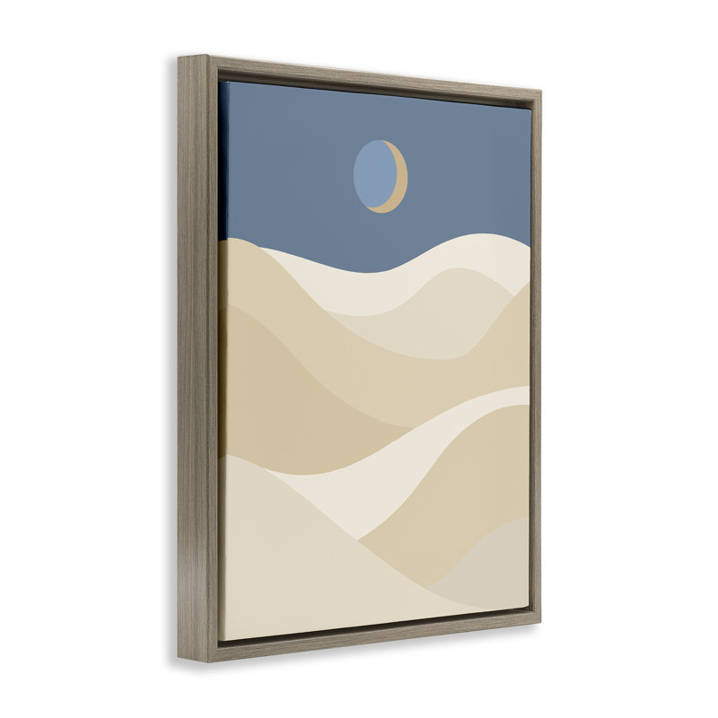  Croissant de lune sur des dunes, art mural encadré par Daphne Polselli, Cadre flottant orme Montalcino, H 21 po x l 17 po