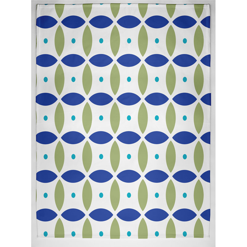 Tova Plain Weave / Muslin Throw Blanket, Navy/Green