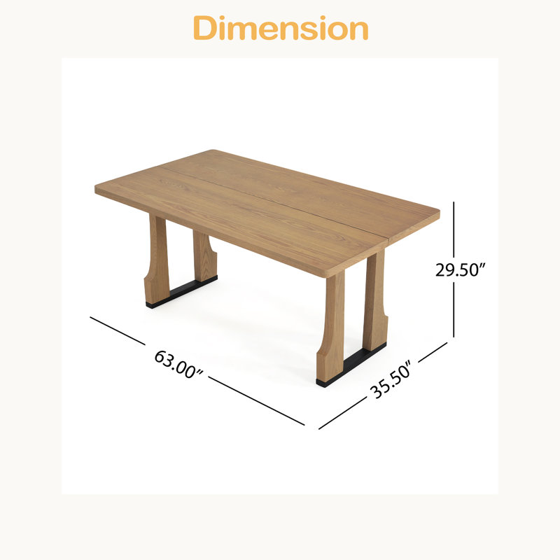 Table de salle à manger 63 ", Frêne clair