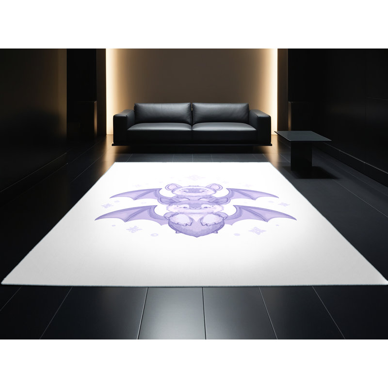 Machine Washable Adamek Halloween Modern & Contemporary Abstract Rug in Blue – SkyBlue Binding, 4x6