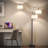 Tall Modern Arc Floor Lamp With Rotatable Hanging Drum Shades, Rotary Switch, Heavy Metal Base For Living Room, Bedroom, Office
