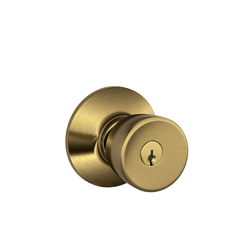 Bell Knob Keyed Entry Lock, Antique Brass