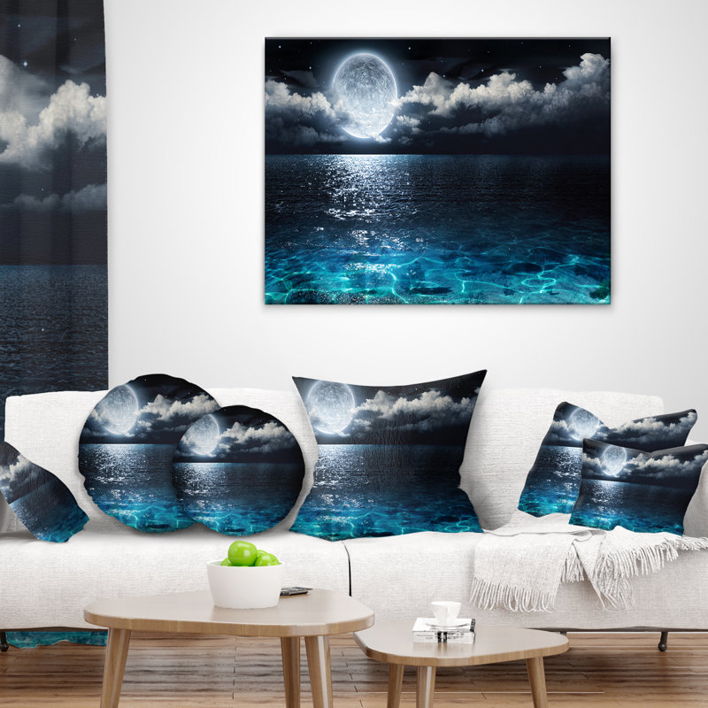 Coussin lombaire seascape full lune sur mer romantique