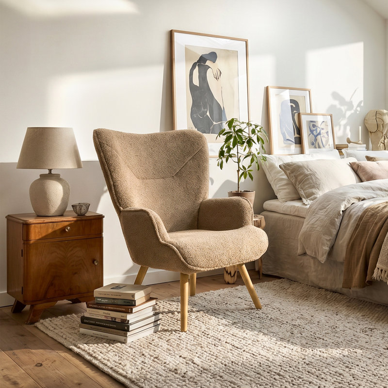 Upholstered Armchair, Brown