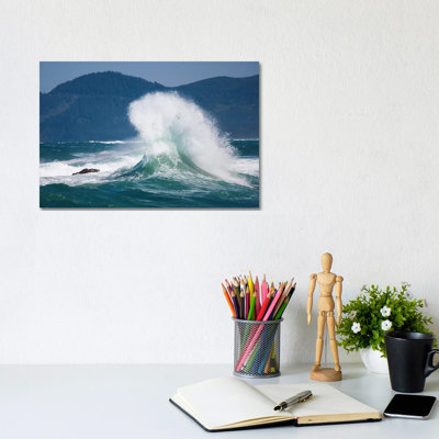 Spring Storm, Breaking Waves, Cape Kiwanda State Park, Oregon Coast, USA, Late Spring by Stuart Westmorland - Wrapped Canvas Photograph