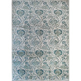 Green Hand-Knotted Wool Floral Scrollwork Geometric Modern Contemporary Carpet Rug