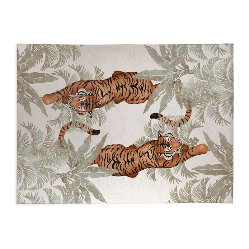 Tapis intérieur antidérapant Rumble In the Jungle, Rectangle 5 pi x 7 pi
