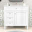 Meuble-lavabo simple en bois Ellarose avec lavabo en céramique et beaucoup de rangement-510437314