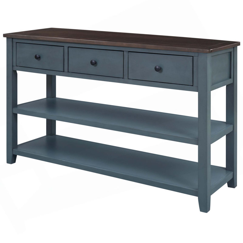 50'' Console Table, Espresso, Dark Navy