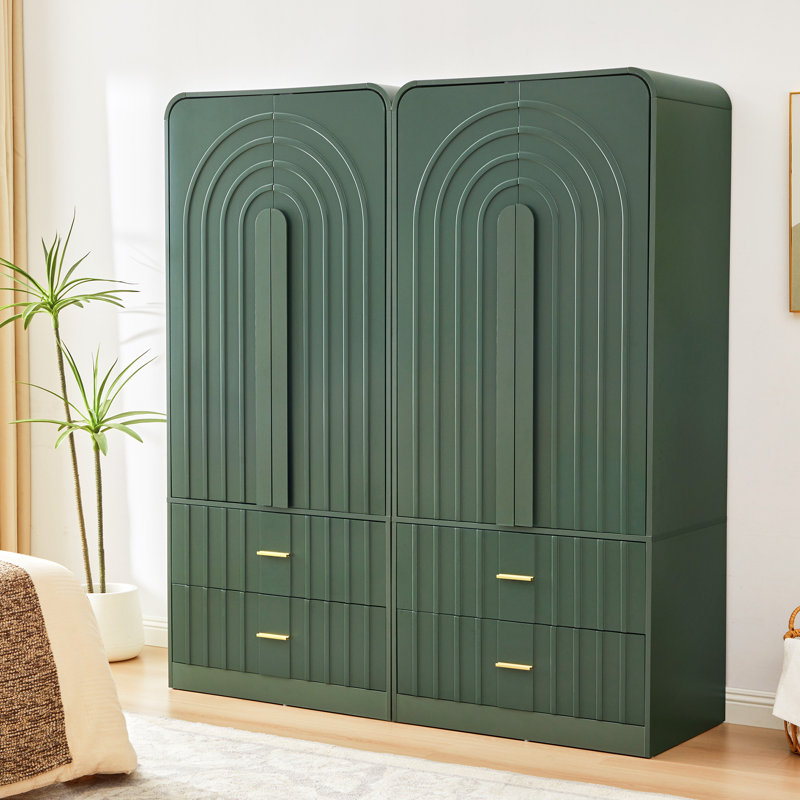 Armoire en bois à 2 tiroirs, Vert