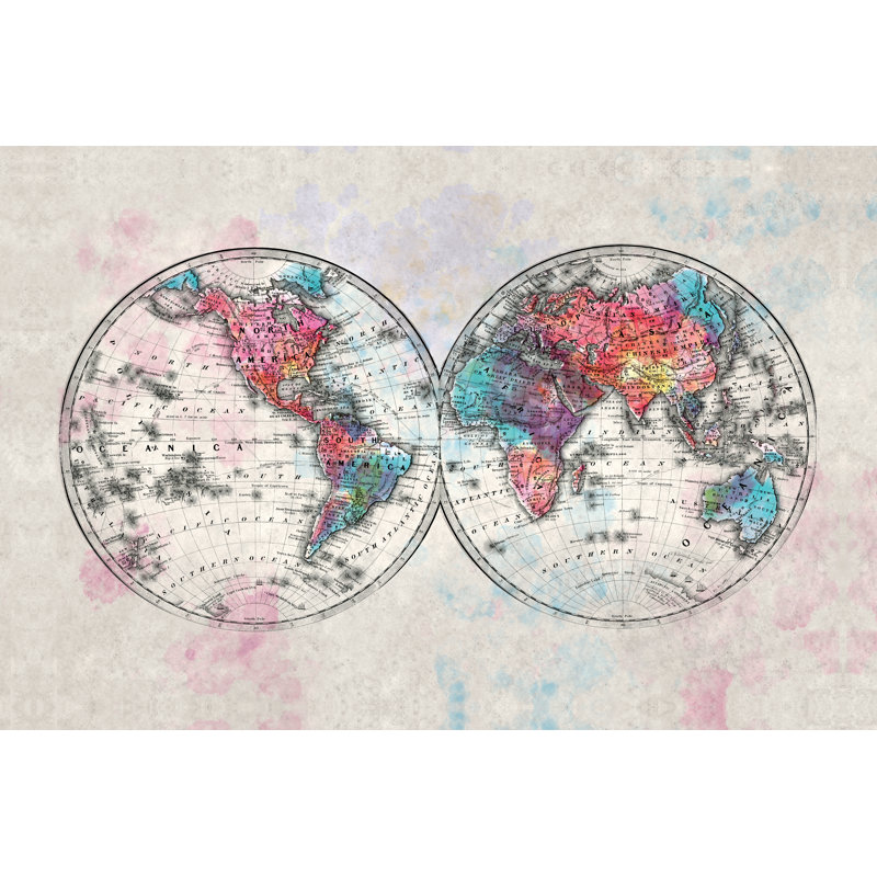 Map Of The World - Wrapped Canvas Print, 30cm H x 46cm W x 3.8cm D