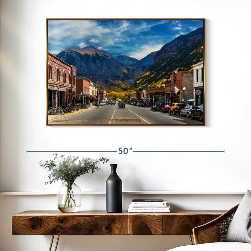 Petite ville de Telluride, Cadre flottant doré, 40 po x 27 po