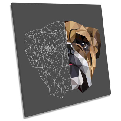 Bulldog Geometric Modern - Wrapped Canvas Print