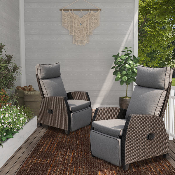 Eita Recliner Patio Chair with Cushions Lark Manor Cushion Color: Sailcloth Beige