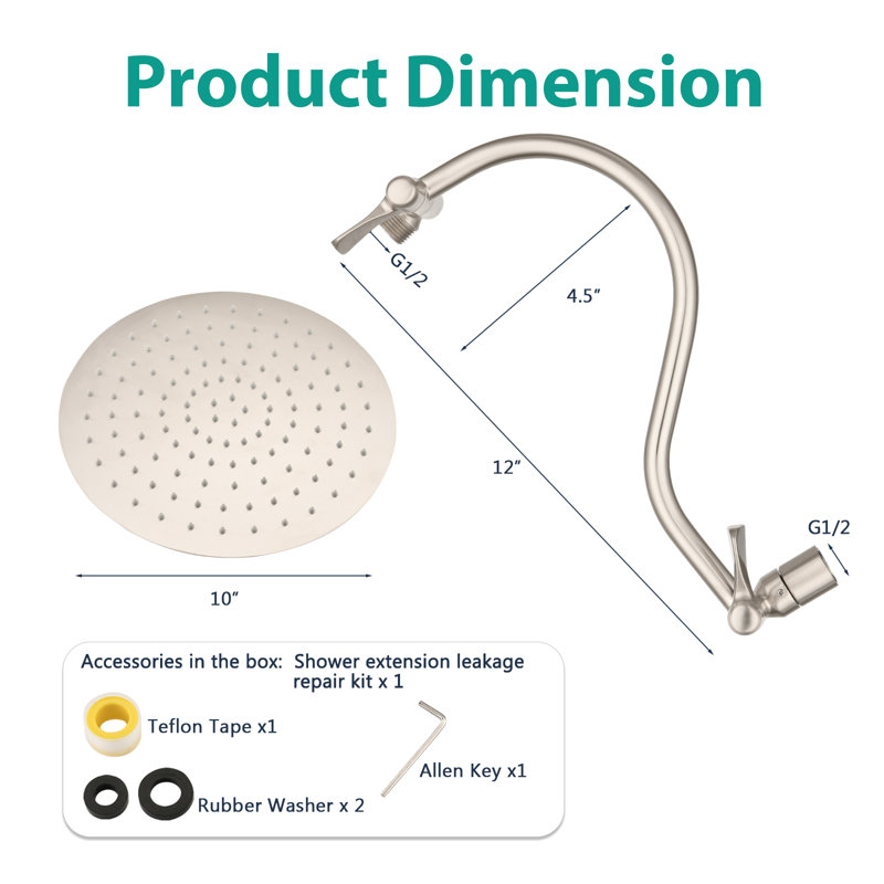 Rain Adjustable Shower Head 1.8 GPM GPM, Brushed Nickel