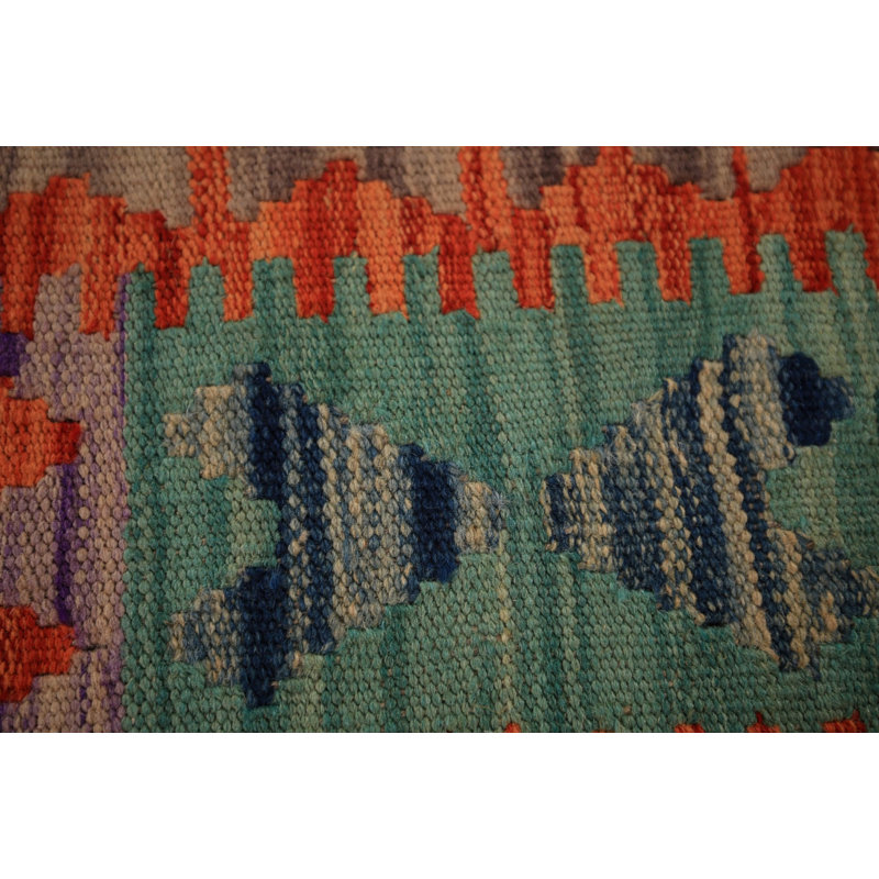 Tapis oriental réversible en laine Kilim 8 x 10