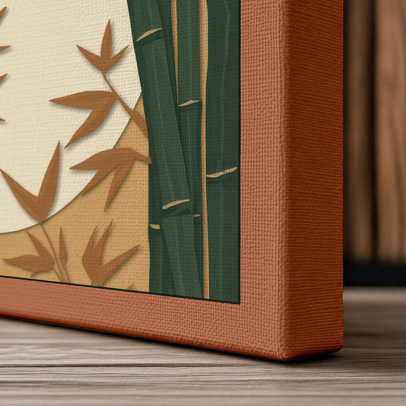 Bamboo Study Botanical 1 Piece Wrapped Canvas Wall Art, 36x24 - 91.4 x 61.0 cm, Terracotta Border