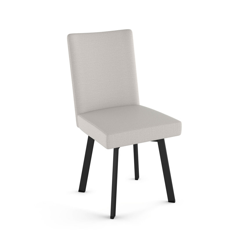 Chaise rembourrée Lykins, Polyester gris et blanc, Noir