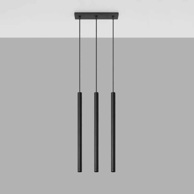 Aliezah 3 - Light Cylinder Pendant, Black