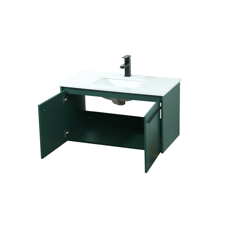 36'' Single Bathroom Vanity with Engineered Marble Top, Green