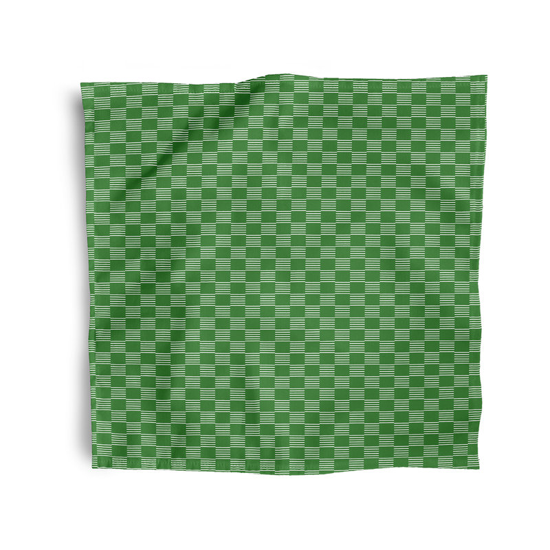 Landri Polyester Chequered Square Napkin, Green