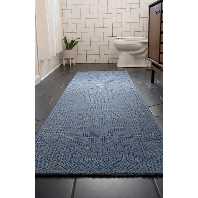 Brenly Moroccan Machine Washable Non Skid Indoor Area Rug - Blue, Runner 2'3" x 7'7"