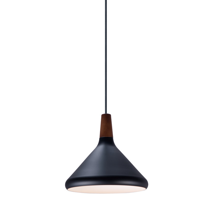 Luminaire suspendu en aluminium Drew, Noyer / Noir, H 10,5 po x l 7 po x P 7 po