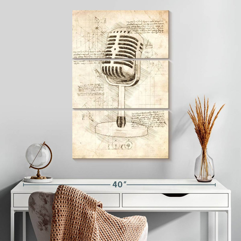Microphone Blueprint, 32" H x 20" W