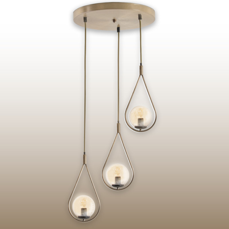 Adjustable Height 3 Lights Globe Cluster Pendant