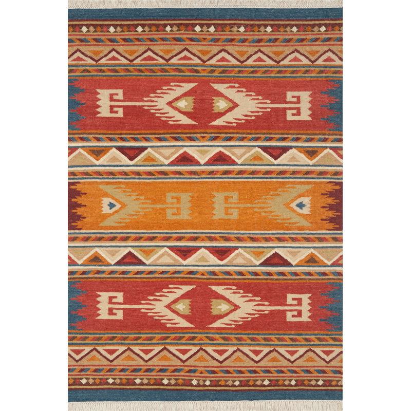 Clemente Southwestern Handwoven Flatweave Reversible Wool Kilim Rug, Rectangle 3' x 5'