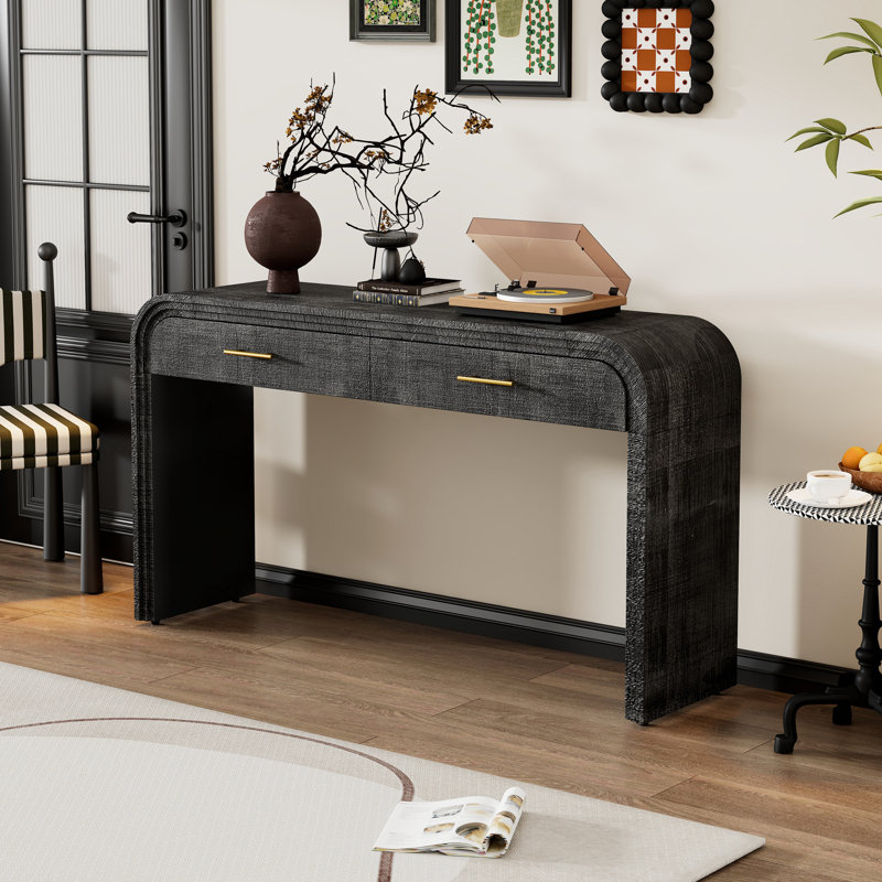 Retro Console Table With Hidden Drawers And Functionality, Antique Black