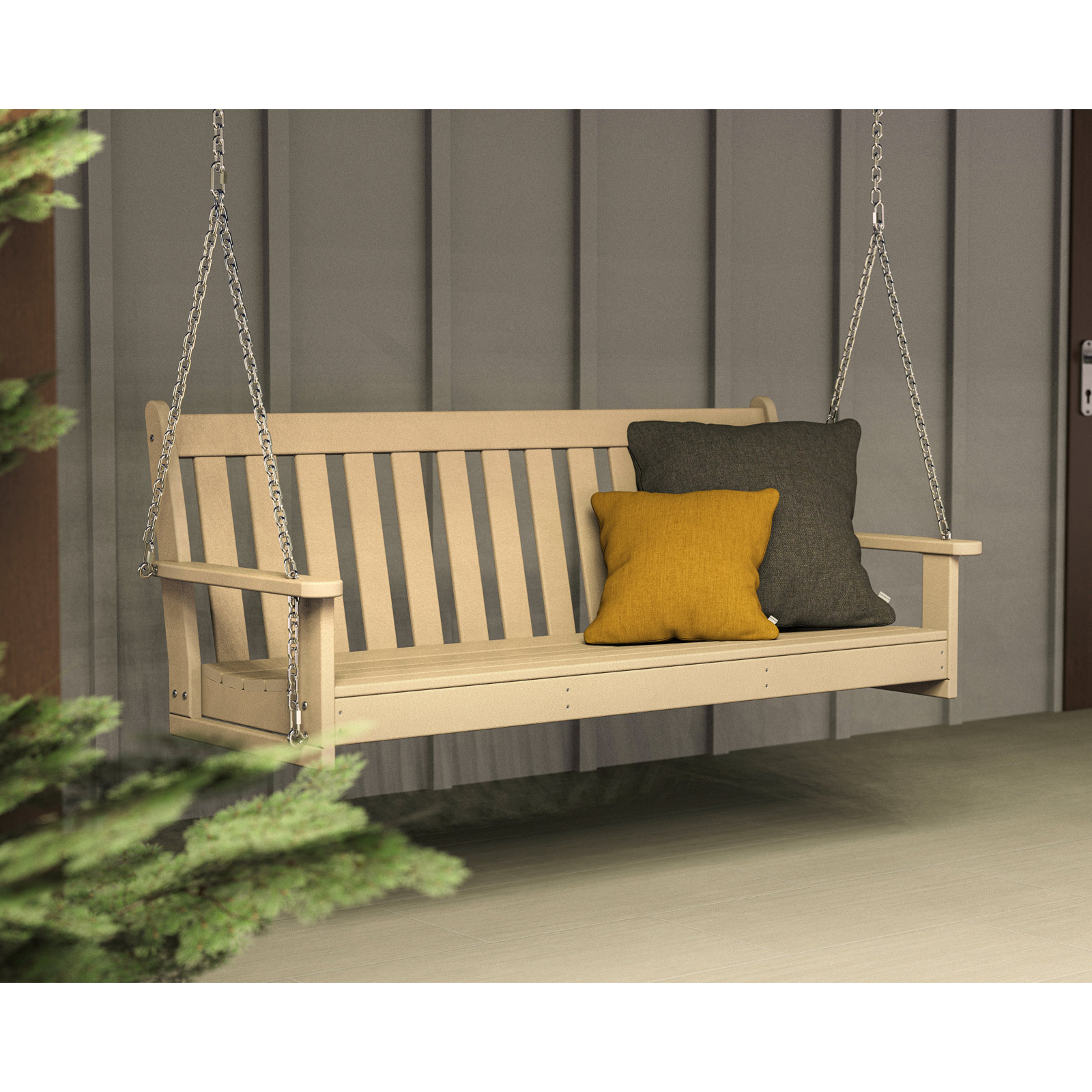 POLYWOOD® Vineyard Porch Swing, Sand