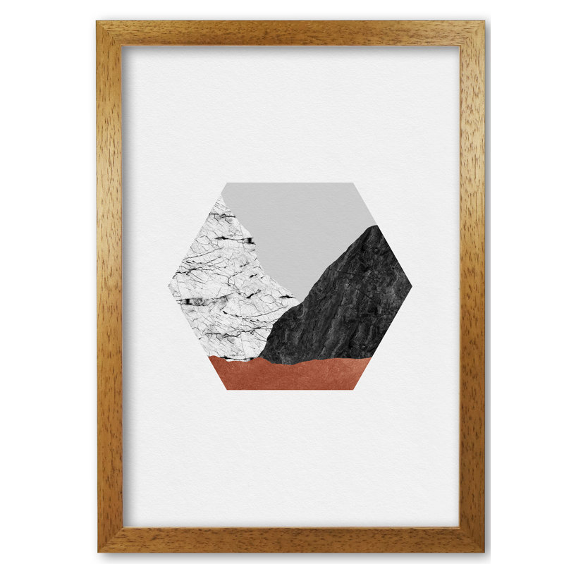 Copper Geometric I - Print, 42 cm H x 30 cm W x 5 cm D, Honey Oak Frame