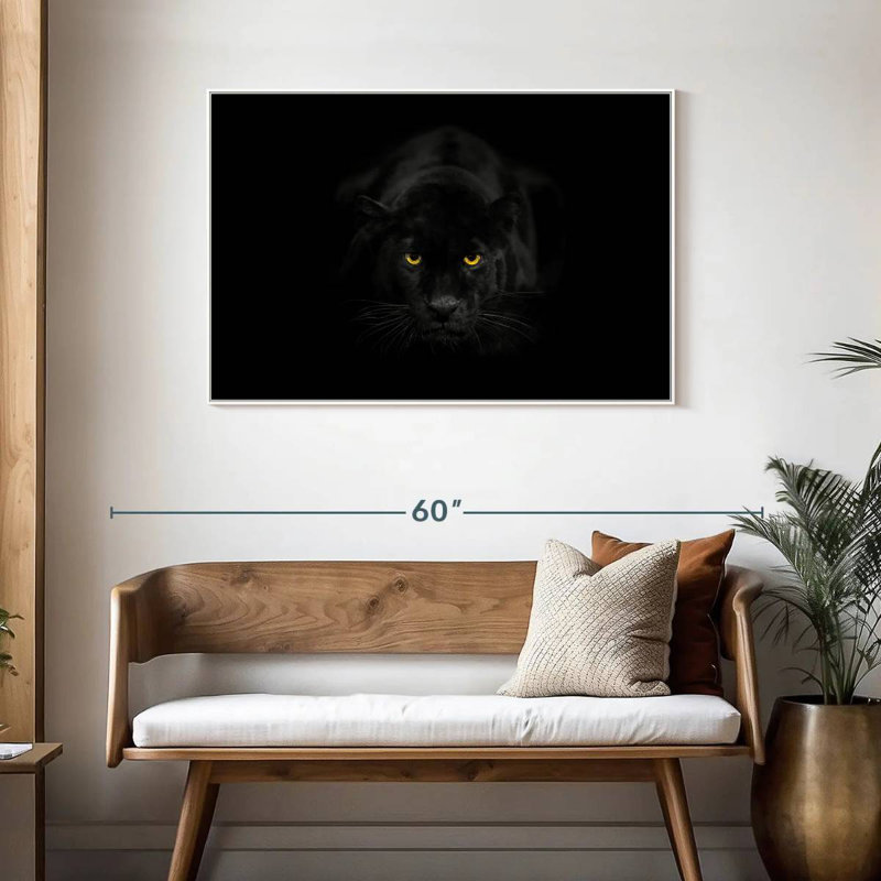 Rare panthère noire, Cadre flottant blanc, 43 po x 29 po