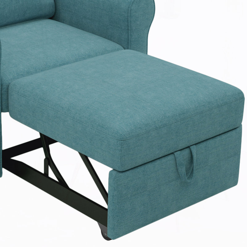 3-in-1 Convertible Chaise Lounger with Adjustable Backrest, Teal