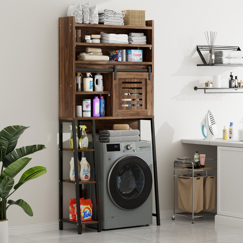 Daylah Over The Toilet Storage Cabinet with Sliding Doors, Walnut
