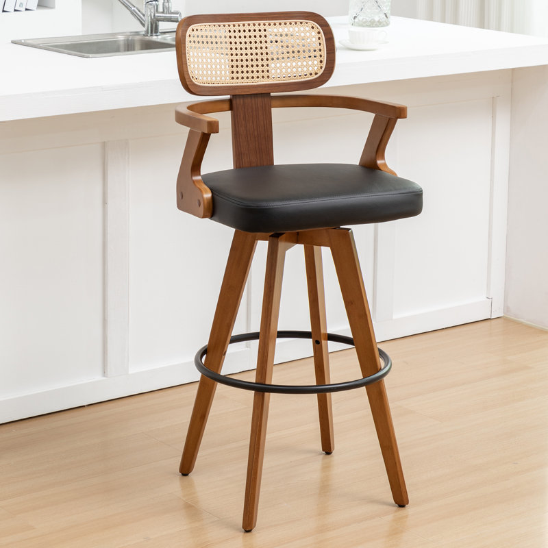 Tabourets de bar pivotants rembourrés, Noir, Tabouret de bar (siège d'une hauteur de 30,31 po)