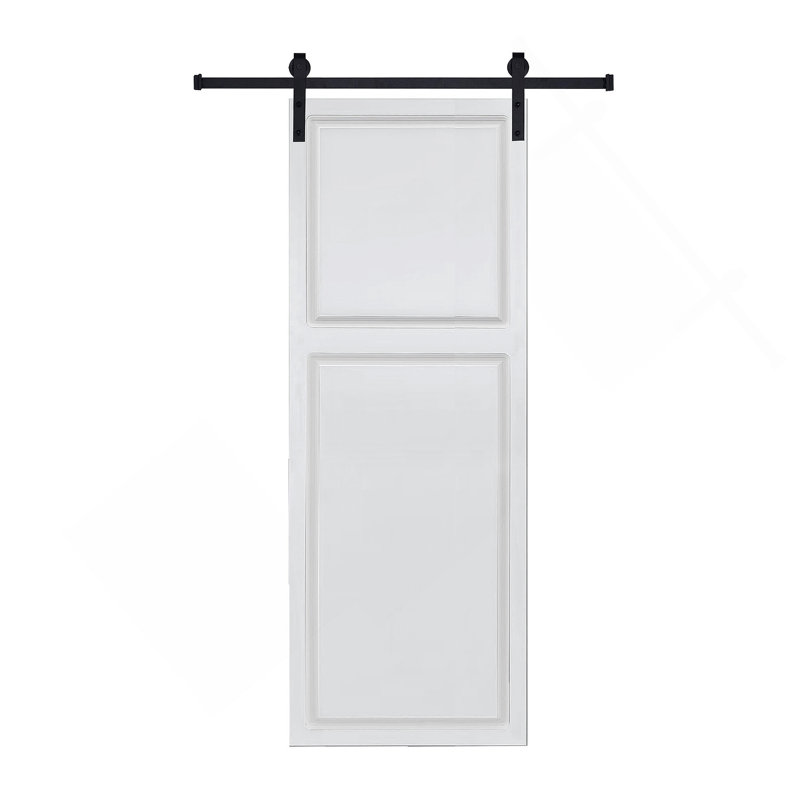 Porte de grange blanche en panneaux de fibres à densité moyenne de 30 po x 80 po à 2 panneaux de style maison de campagne de 3/4 po avec quincaillerie