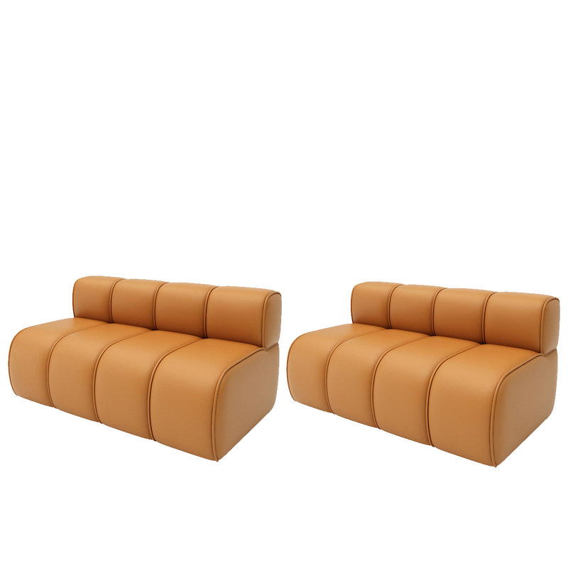 Banc rembourré en similicuir Hymara, Orange, H 47,24 po x l 23,62 po x P 29,53 po